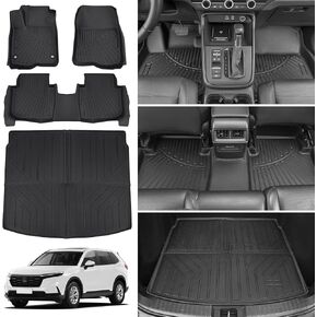 Floor Mats for 2021-2025 Tesla Model Y Custom Fit All Weather TPE Trunk Mats Front & Rear Waterproof Anti-Slip Cargo Liners Accessories for 6 Car Mats 5-Seater (Not Fit 7-Seat)
