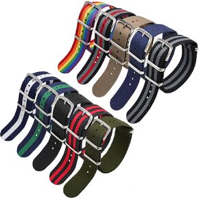 Nylon Watch Band, 10 Pieces Waterproof Military Watch Straps for Men and Women,18mm Replacement Straps with Stainless Steel Buckle,Valentine's Day Gifts for Him or Her