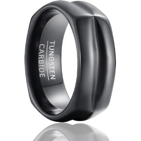Fashion retro men and women's unique tungsten carbide rings, square semi-arc Y2K street fashion matching jewelry width 8mm