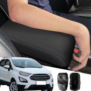 Armrest Center Console Cover for Ford Ecosport 2018-2022 Arm Rest Cover for 2022 2021 2020 2019 2018 Ford Ecosport Accessories Black Leather with Black line