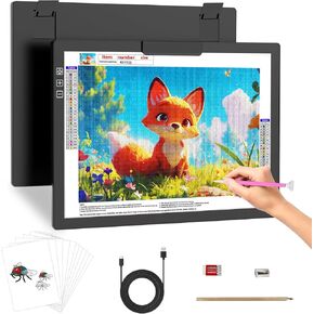 Rechargeable A3 Light Pad for Tracing Light Box for Diamond Painting Wsenlight Wireless Drawing Light Board with Clip 3000mAh Battery Powered Light Table for Weeding Vinyl, X-ray Viewing, Animation