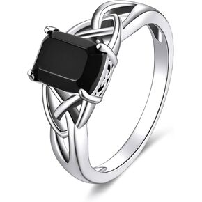 Celtic Knot Ring Sterling Silver Celtic Infinity Black Tourmaline Ring Celtic Jewelry Gift for Women Size 7