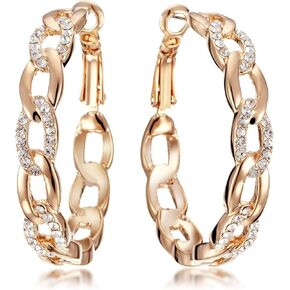 Gemini Women's Jewelry Gold Plated Hoop Pierced Earring for Women Valentine's Day Gifts Gm039Rg 4cm