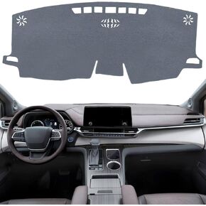 KEYOOG Dashboard Cover Dash Mat Fit for to-yota Sienna 2024-2021 (Without HUD Models),Car Dash Board Mat Anti-Glare Carpet,Non-Slip Pad Sunshield Protector (Grey)