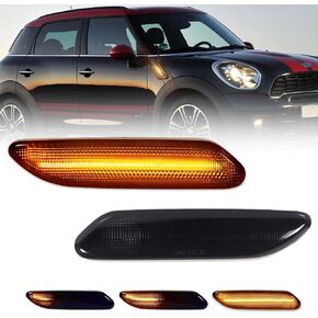 Front LED Side Marker Lights for 2011 2012 2013 2014 2015 2016 Mini Cooper R60 R61 Countryman Paceman, Smoked Lens Side Bumper Marker Lights, Amber LED Turn Signal Lamps, 2 PCS