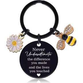 Sunflower Inspirational Bee Keychain Appreciation Gifts Motivational Thank You Gifts for Teacher Women