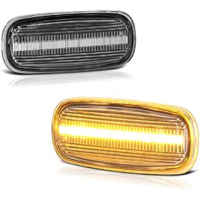 VIPMOTOZ Amber Full LED Side Indicator Light Front Turn Signal Blinker Lamp Replacement For Audi A4 S4 A6 A8 Allroad TT Quattro, Chrome Housing, 2-Piece Driver & Passenger Side Set