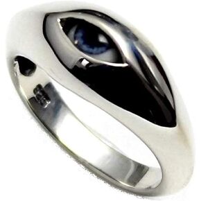 COSUMOSU Sterling Silver Evil Eye Ring for Women Men (8.5)