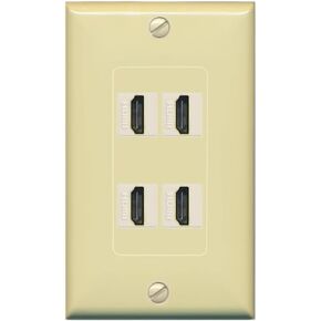 RiteAV - 4 Port HDMI 2.0 Decorative Wall Plate (White)