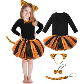 Halloween Kids Girls Costume Clothes Tiger Cosplay Dress Set