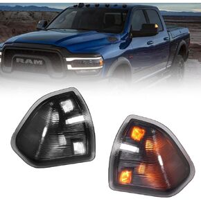 Sequential Switchback LED Side Mirror Turn Signal Lights for 2010-2018 Dodge Ram 1500 2500 3500 4500 5500 Tow, Smoked Lens Side Mirror Lamp, Amber Turn Signal, 68302828AA 68302829AA, 2 PCS
