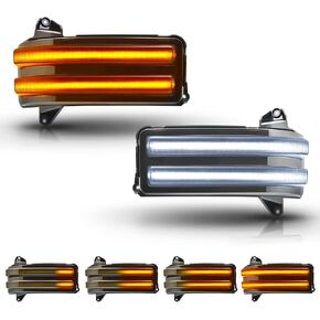 LED Side Mirror Marker Lights Switchback Sequential Amber Towing Mirror Turn Signals White Parking Light Smoked Lens Compatible with 2020-2024 Chevy Silverado/GMC Sierra 2500 3500, Pack of 2