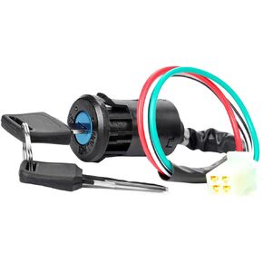 Motorcycle Ignition Switch, 4 Wires Key Ignition Switch with 2 Keys, Key Locking Starter Switch Replacement for 50cc to 250cc, Motorcycle Accessories for Dirt Bike Scooter