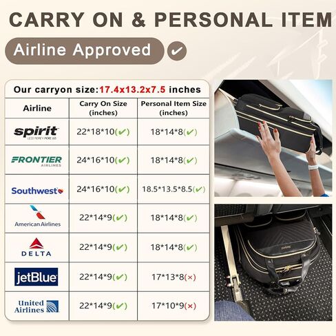 Underseat Carry On Luggage with Wheels, Lightweight Travel Airline Approved Personal Item Bag, Multiple Compartments Carry-On Rolling Suitcase for Women, Beige in Kuwait