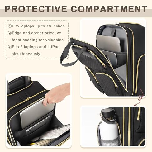 Underseat Carry On Luggage with Wheels, Lightweight Travel Airline Approved Personal Item Bag, Multiple Compartments Carry-On Rolling Suitcase for Women, Beige in Kuwait