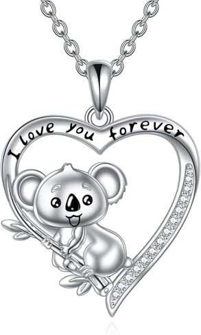 Giraffe/Bear/Monkey/Cardinal/Sloth/Hummingbird/Penguin Necklace for Women Necklace 925 Sterling Silver Heart Animal Pendant Necklaces Jewelry Gifts in Kuwait