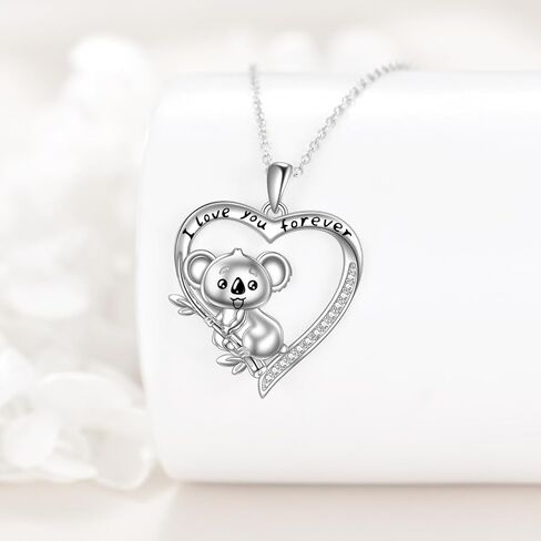 Giraffe/Bear/Monkey/Cardinal/Sloth/Hummingbird/Penguin Necklace for Women Necklace 925 Sterling Silver Heart Animal Pendant Necklaces Jewelry Gifts in Kuwait