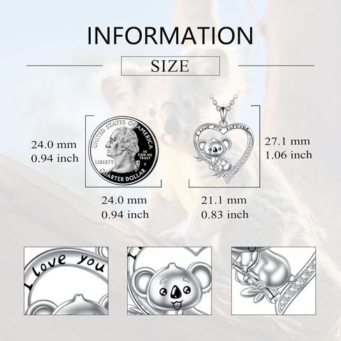 Giraffe/Bear/Monkey/Cardinal/Sloth/Hummingbird/Penguin Necklace for Women Necklace 925 Sterling Silver Heart Animal Pendant Necklaces Jewelry Gifts in Kuwait