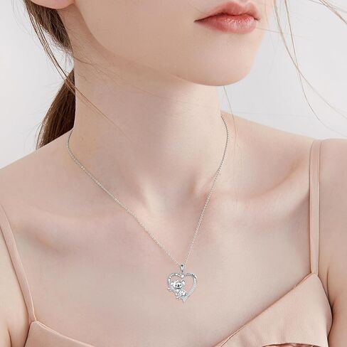 Giraffe/Bear/Monkey/Cardinal/Sloth/Hummingbird/Penguin Necklace for Women Necklace 925 Sterling Silver Heart Animal Pendant Necklaces Jewelry Gifts in Kuwait