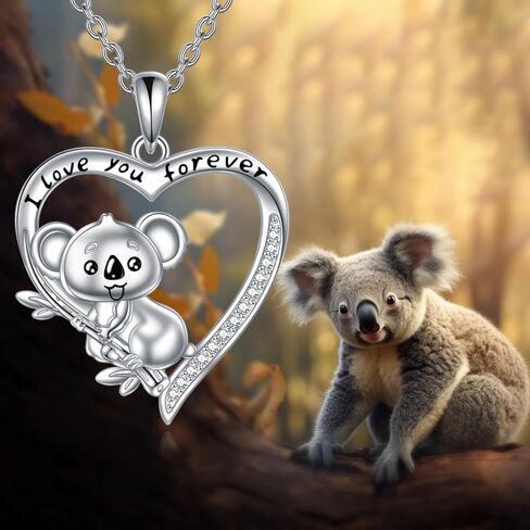 Giraffe/Bear/Monkey/Cardinal/Sloth/Hummingbird/Penguin Necklace for Women Necklace 925 Sterling Silver Heart Animal Pendant Necklaces Jewelry Gifts in Kuwait