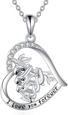 Giraffe/Bear/Monkey/Cardinal/Sloth/Hummingbird/Penguin Necklace for Women Necklace 925 Sterling Silver Heart Animal Pendant Necklaces Jewelry Gifts in Kuwait
