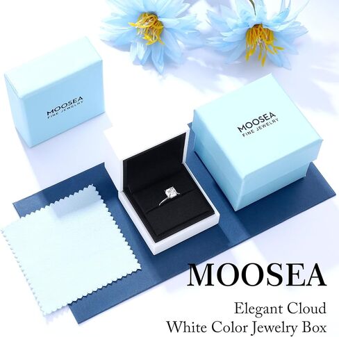 MOOSEA Moissanite Rings for Women, 2ct D Color VVS1 Clarity Asscher Cut Solitaire Lab Created Moissanite Ring 14K White Gold Vermeil 925 Sterling Silver Moissanite Engagement Rings for Women Size 4-11 in Saudi Arabia