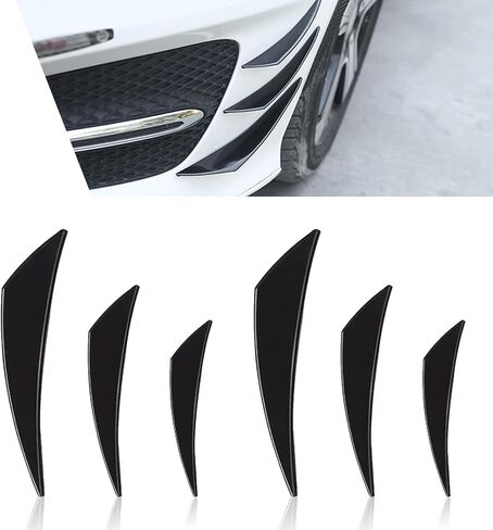 Pack-6 Car Front Bumper Lip Splitter, 3 Specs Soft Rubber Spoiler Canard Decoration Kit, Body Anti-Collision Buffer Protection Device, Unviersal for Car Exterior Accessories (Glossy Black) in Saudi Arabia