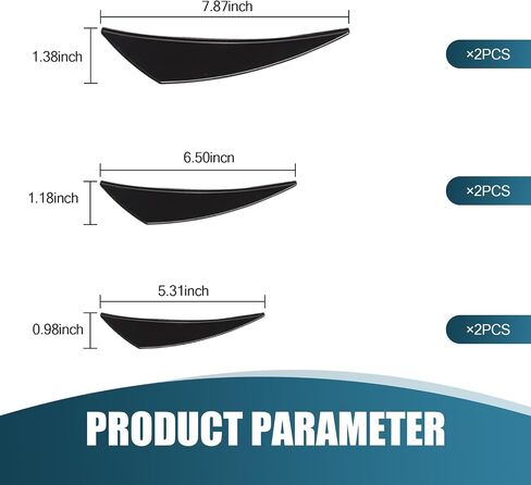 Pack-6 Car Front Bumper Lip Splitter, 3 Specs Soft Rubber Spoiler Canard Decoration Kit, Body Anti-Collision Buffer Protection Device, Unviersal for Car Exterior Accessories (Glossy Black) in Saudi Arabia