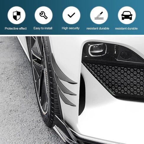 Pack-6 Car Front Bumper Lip Splitter, 3 Specs Soft Rubber Spoiler Canard Decoration Kit, Body Anti-Collision Buffer Protection Device, Unviersal for Car Exterior Accessories (Glossy Black) in Saudi Arabia