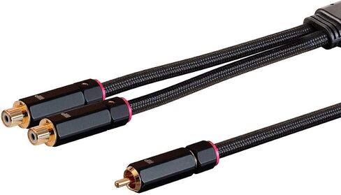 Monoprice Male RCA Two Channel Stereo Audio Cable - Gold Plated Connectors, Double Shielded, 6 Feet, Black - Onix Series in Kuwait