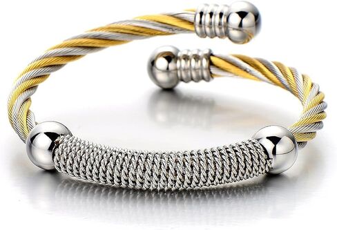 سوار من الفولاذ المقاوم للصدأ من COOLSTEELANDBEYOND ملتوي للرجال والنساء مصقول in Kuwait