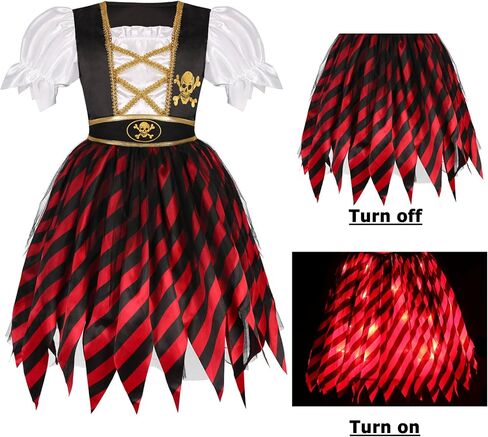 Girls Pirate Costume LED Red Light Buccaneer Princess Dress for Girls Halloween party in Kuwait