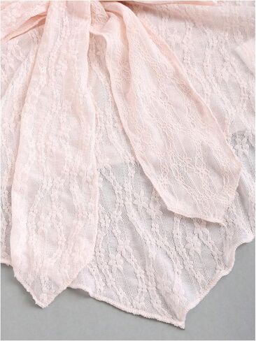 SHENHE Women's Floral Lace Halter Top Backless Tie Front Bow Top Asymmetrical Crop Top in Saudi Arabia