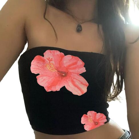 Y2k Cute Tube Tops Sleeveless Strapless Aesthetic Graphic Print Bandeau Tube Off Shoulder Going Out Tops in Kuwait