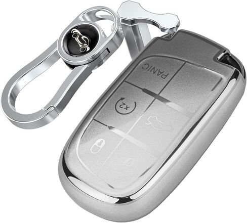 Gray Key Fob Cover with Heavy-duty Keychain For Grand Cherokee Renegade in Saudi Arabia