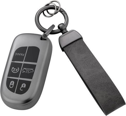 Gray Key Fob Cover with Heavy-duty Keychain For Grand Cherokee Renegade in Saudi Arabia