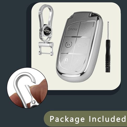 Gray Key Fob Cover with Heavy-duty Keychain For Grand Cherokee Renegade in Saudi Arabia