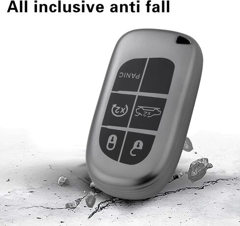 Gray Key Fob Cover with Heavy-duty Keychain For Grand Cherokee Renegade in Saudi Arabia