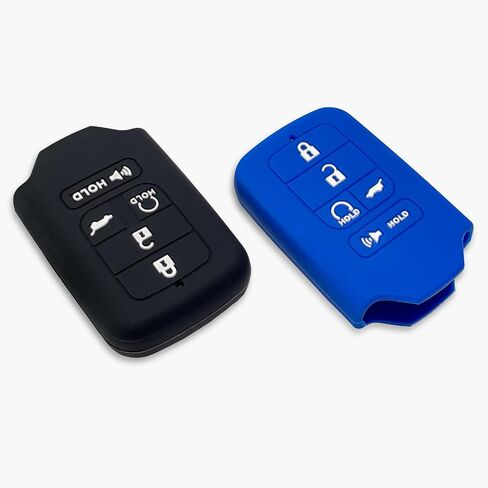 2PCs Click&Fit Key Fob Covers Compatible with Honda Civic 2015-2020, CR-V 2015-2022, Accord 2015-2019, Pilot 2015-2020, HR-V 2015-19 – Silicone Car Key Shell Rubber Protector 5-Buttons, Black+Grey in Saudi Arabia