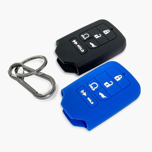 2PCs Click&Fit Key Fob Covers Compatible with Honda Civic 2015-2020, CR-V 2015-2022, Accord 2015-2019, Pilot 2015-2020, HR-V 2015-19 – Silicone Car Key Shell Rubber Protector 5-Buttons, Black+Grey in Saudi Arabia