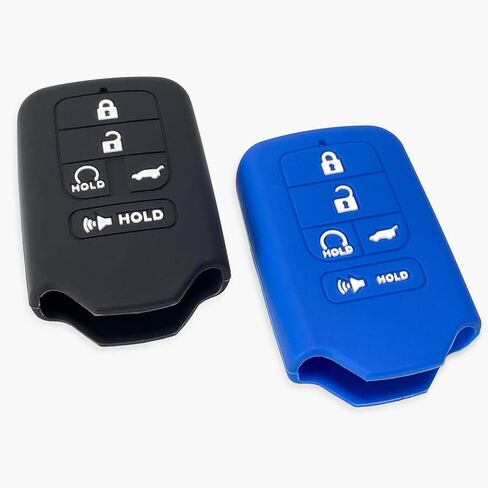 2PCs Click&Fit Key Fob Covers Compatible with Honda Civic 2015-2020, CR-V 2015-2022, Accord 2015-2019, Pilot 2015-2020, HR-V 2015-19 – Silicone Car Key Shell Rubber Protector 5-Buttons, Black+Grey in Saudi Arabia
