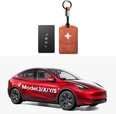 Tesla Key Card Holder, Suede Leather Tesla Card Key Holder ， Simple and Elegant Tesla Model 3/Y/X/S Key Card Holder Accessories ，2024 Tesla Keychain Card Holder. (black) in Saudi Arabia