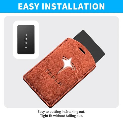 Tesla Key Card Holder, Suede Leather Tesla Card Key Holder ， Simple and Elegant Tesla Model 3/Y/X/S Key Card Holder Accessories ，2024 Tesla Keychain Card Holder. (black) in Saudi Arabia