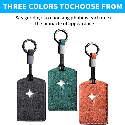 Tesla Key Card Holder, Suede Leather Tesla Card Key Holder ， Simple and Elegant Tesla Model 3/Y/X/S Key Card Holder Accessories ，2024 Tesla Keychain Card Holder. (black) in Saudi Arabia