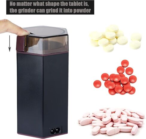مطحنة حبوب منع الحمل الكهربائية متعددة الوظائف - مسحوق ناعم إلكترونيًا للأدوية الصغيرة والكبيرة وأقراص الفيتامينات - تستخدم لأنبوب التغذية والأطفال وكبار السن والحيوانات الأليفة (أسود) in Kuwait