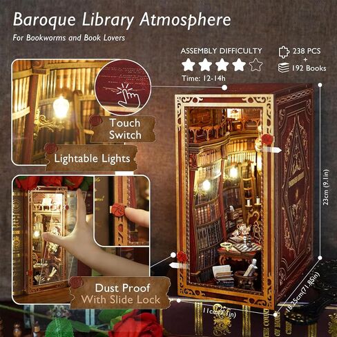 JOOHOUR DIY Book Nook Kit، Alice in Wonderland، Dollhouse Miniature، Booknook Bookshelf Insert Decor Alley 3D لغز خشبي، مجموعة بناء نماذج الكتب، هدية للمراهقين والبالغين، مكتبة السقوط in Kuwait