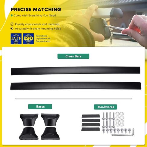 YHTAUTO 165 lbs Side Roof Rails w/Hardware Fit for Honda Pilot, SUV, 2016-2024, T6063 Aluminum Roof Rack Rails, Luggage Roof Side Rails Anti-Rust with Sliver Smooth Surface for Skiboard Kayak in Saudi Arabia