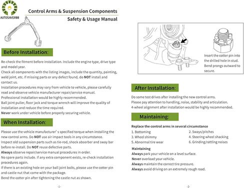 أذرع التحكم العلوية الأمامية AUTOSAVER88 متوافقة مع 2005-2015 Xterra، 2005-2019 Frontier، 2005-2012 Pathfinder - مع البطانات ومجموعة وصلات الكرة in Kuwait