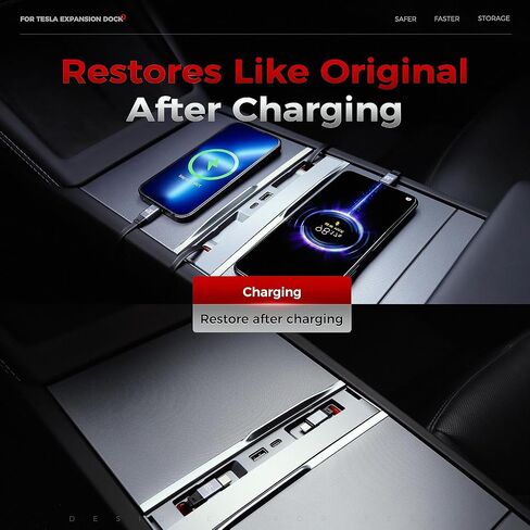 2024 Upgrade USB Charger Hub for Tesla Model Y&Model3, 4-Ports Center Console Retractable Phone Charger,for Model Y/3 Accessories 2024 2023 2022 2021 (Not Compatible with Model 3 2024) in Kuwait