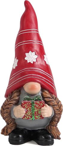 Christmas Gnomes Statues for Holiday Decor, Gnome Figurines for Shelf Bookshelf Mantle New Year Decoration, Winter Gnome Holding Gift, Swedish Elf Knome Statues, for Woman in Saudi Arabia